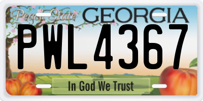 GA license plate PWL4367