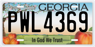 GA license plate PWL4369