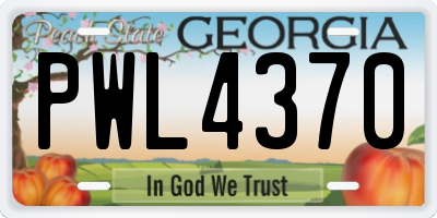 GA license plate PWL4370