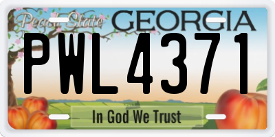 GA license plate PWL4371