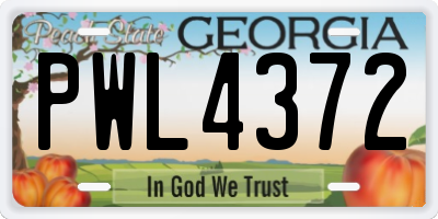 GA license plate PWL4372