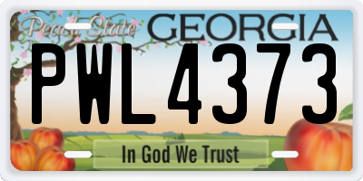 GA license plate PWL4373
