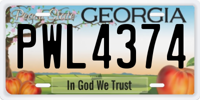 GA license plate PWL4374