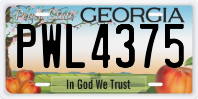 GA license plate PWL4375