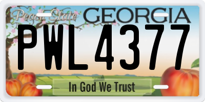GA license plate PWL4377