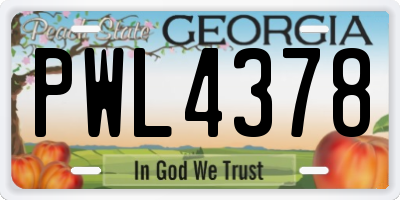 GA license plate PWL4378