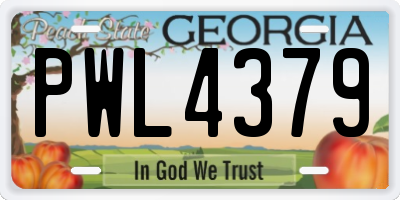 GA license plate PWL4379
