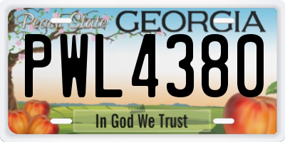 GA license plate PWL4380