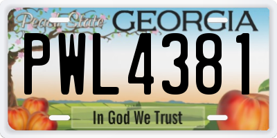 GA license plate PWL4381