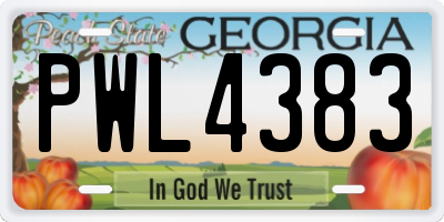 GA license plate PWL4383