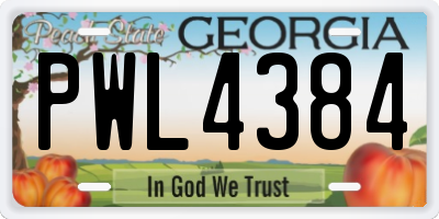 GA license plate PWL4384