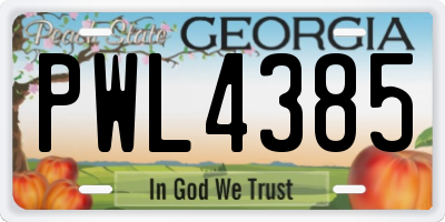 GA license plate PWL4385