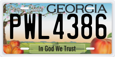 GA license plate PWL4386