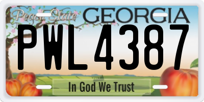 GA license plate PWL4387
