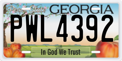 GA license plate PWL4392
