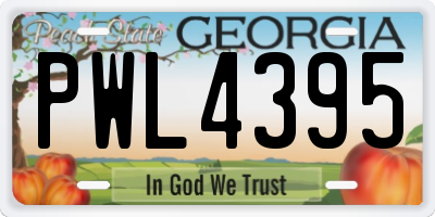 GA license plate PWL4395