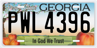GA license plate PWL4396