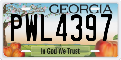 GA license plate PWL4397