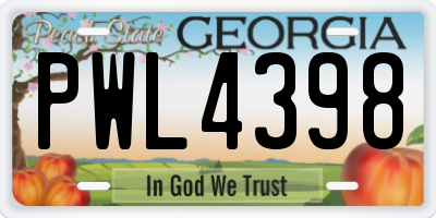 GA license plate PWL4398