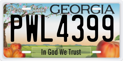 GA license plate PWL4399