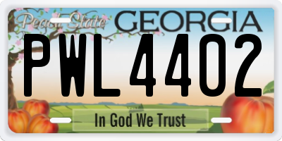GA license plate PWL4402