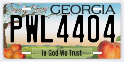 GA license plate PWL4404