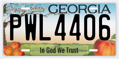 GA license plate PWL4406