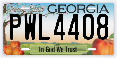 GA license plate PWL4408