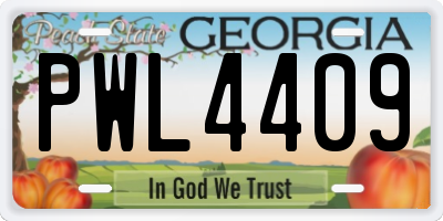 GA license plate PWL4409