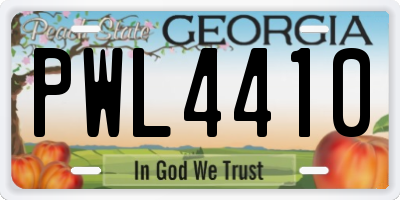 GA license plate PWL4410