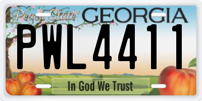 GA license plate PWL4411