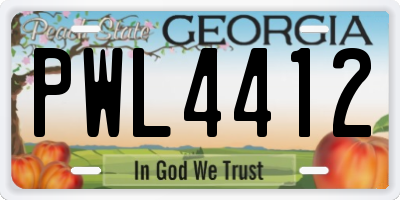 GA license plate PWL4412