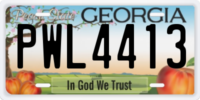 GA license plate PWL4413