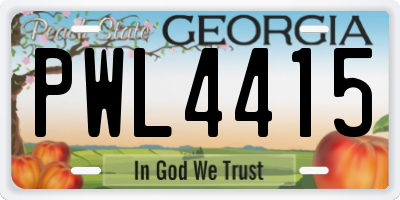 GA license plate PWL4415