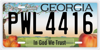 GA license plate PWL4416