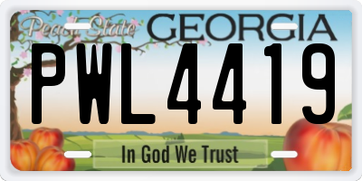 GA license plate PWL4419