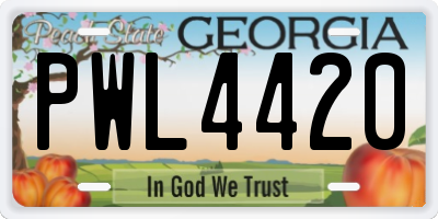 GA license plate PWL4420