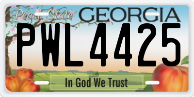 GA license plate PWL4425
