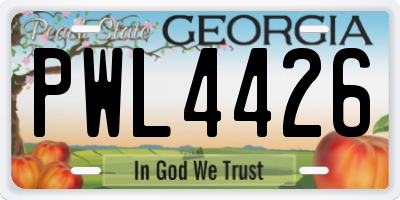 GA license plate PWL4426