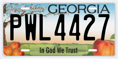 GA license plate PWL4427