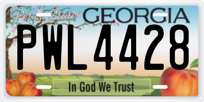 GA license plate PWL4428