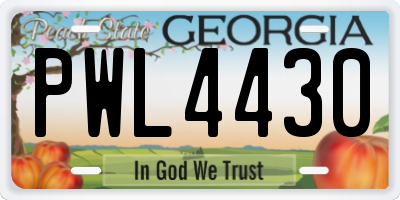 GA license plate PWL4430