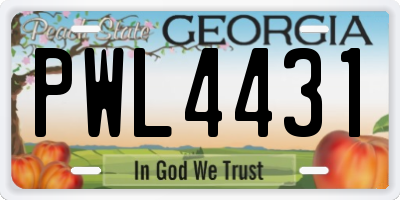 GA license plate PWL4431