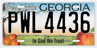GA license plate PWL4436