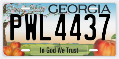 GA license plate PWL4437