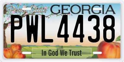 GA license plate PWL4438