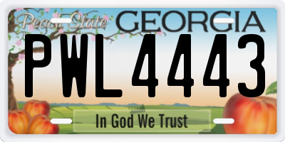 GA license plate PWL4443