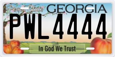 GA license plate PWL4444