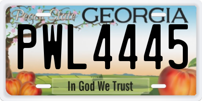 GA license plate PWL4445