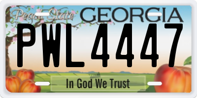 GA license plate PWL4447